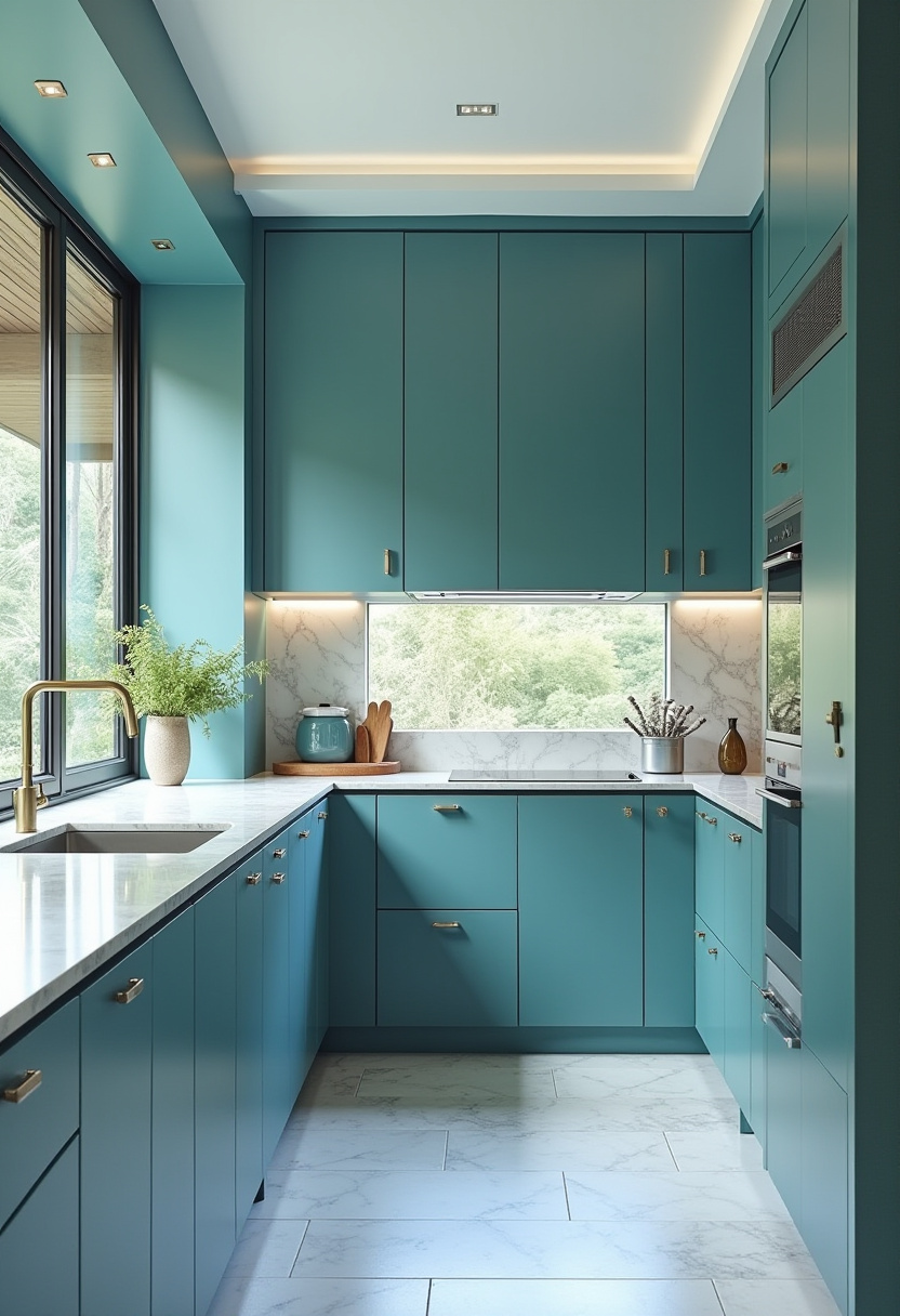 Teal blue kitchen 1