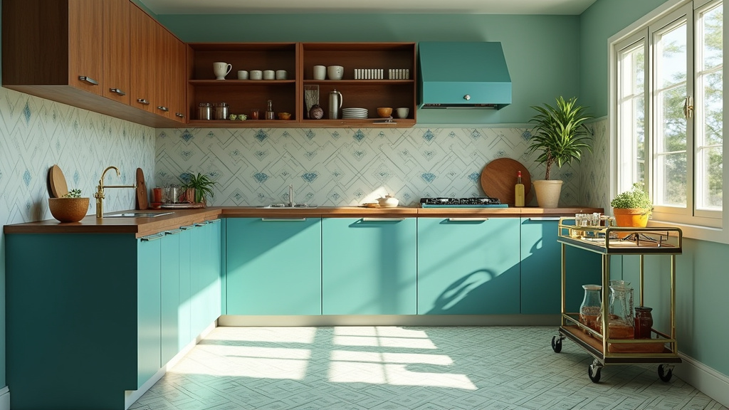 Teal blue kitchen 11
