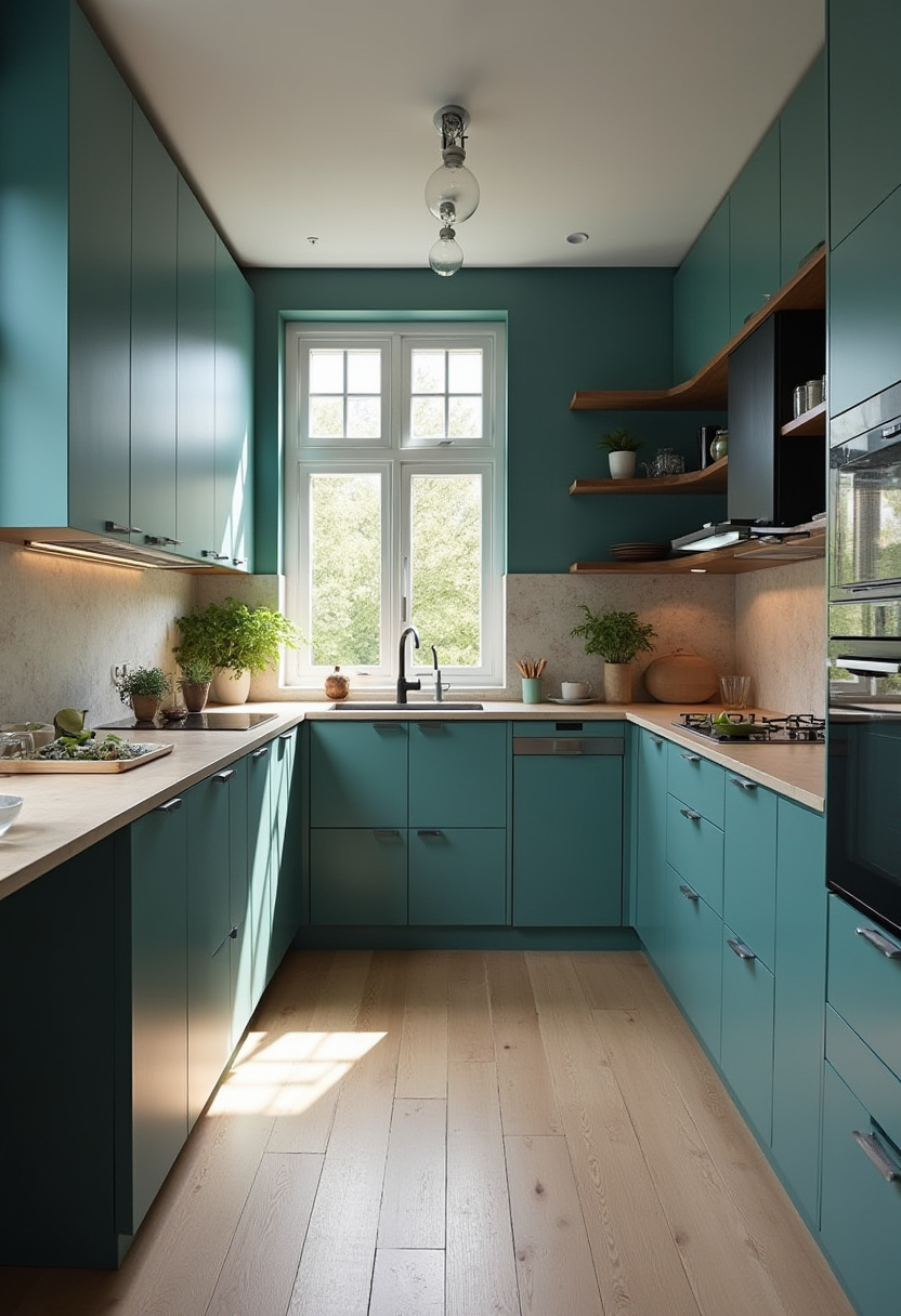 Teal blue kitchen 13