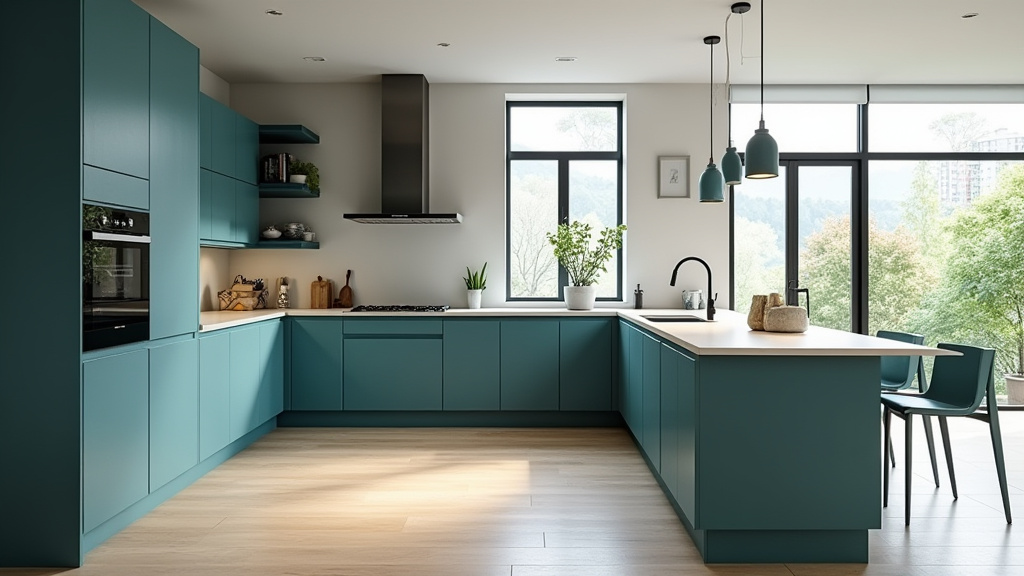 Teal blue kitchen 13