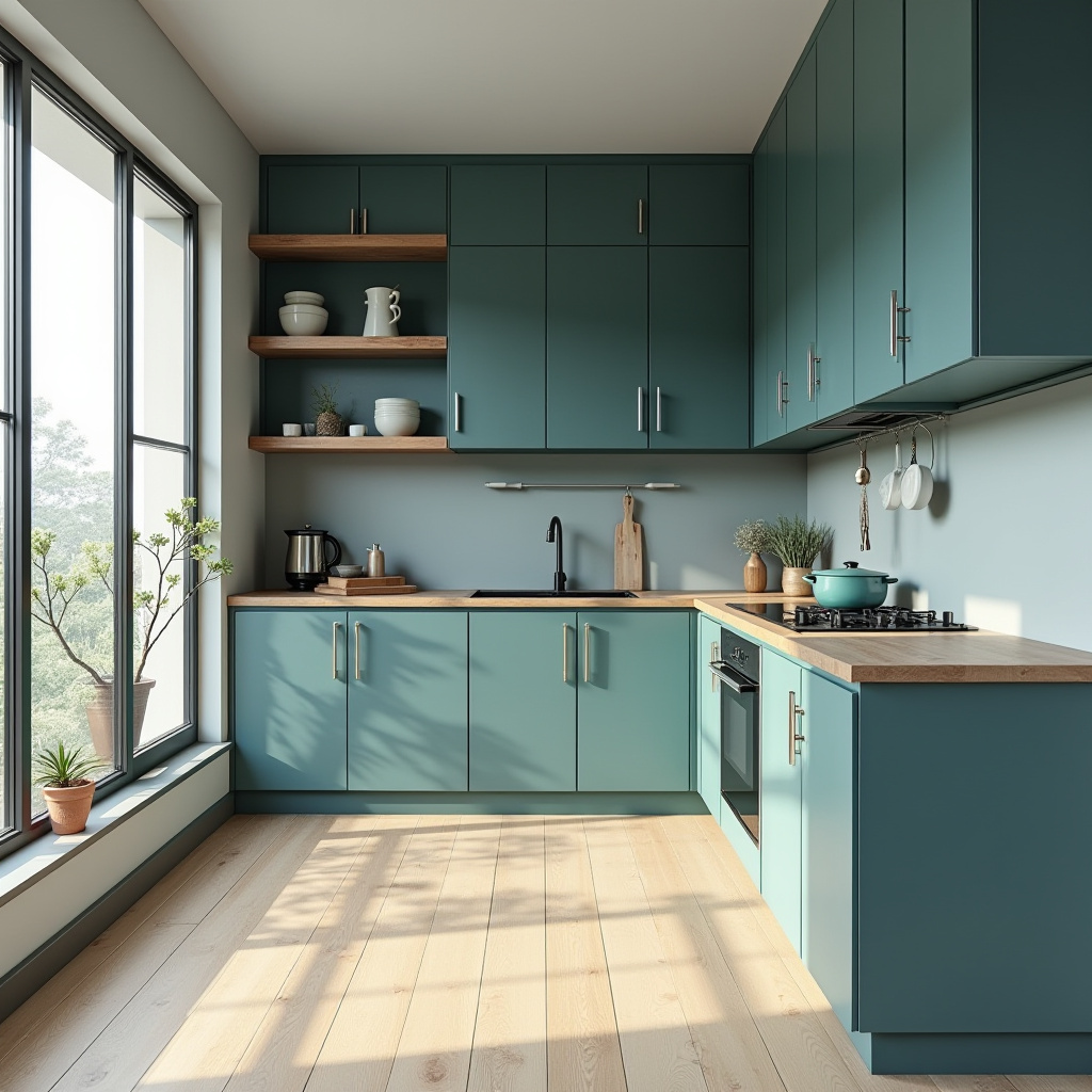 Teal blue kitchen 13
