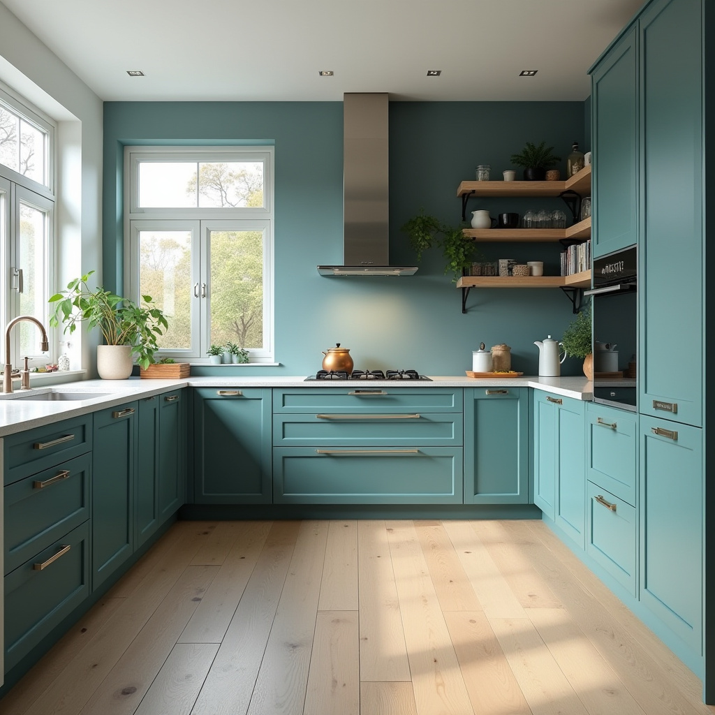 Teal blue kitchen 14