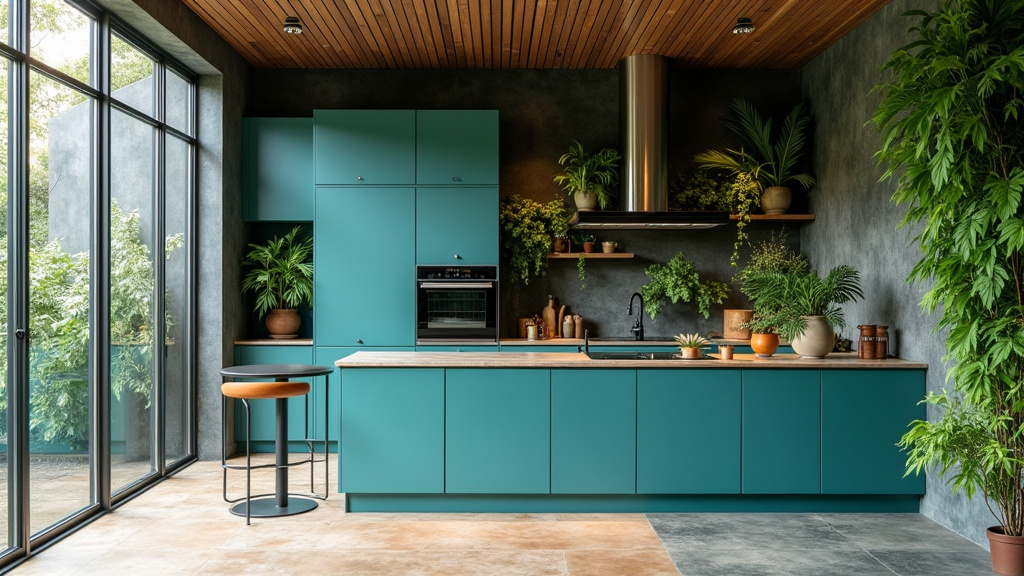 Teal blue kitchen 16