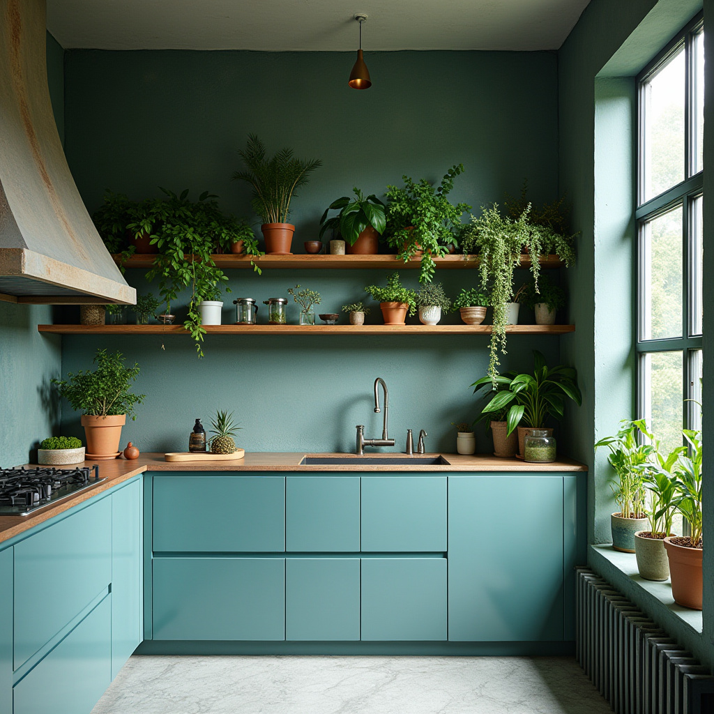 Teal blue kitchen 16