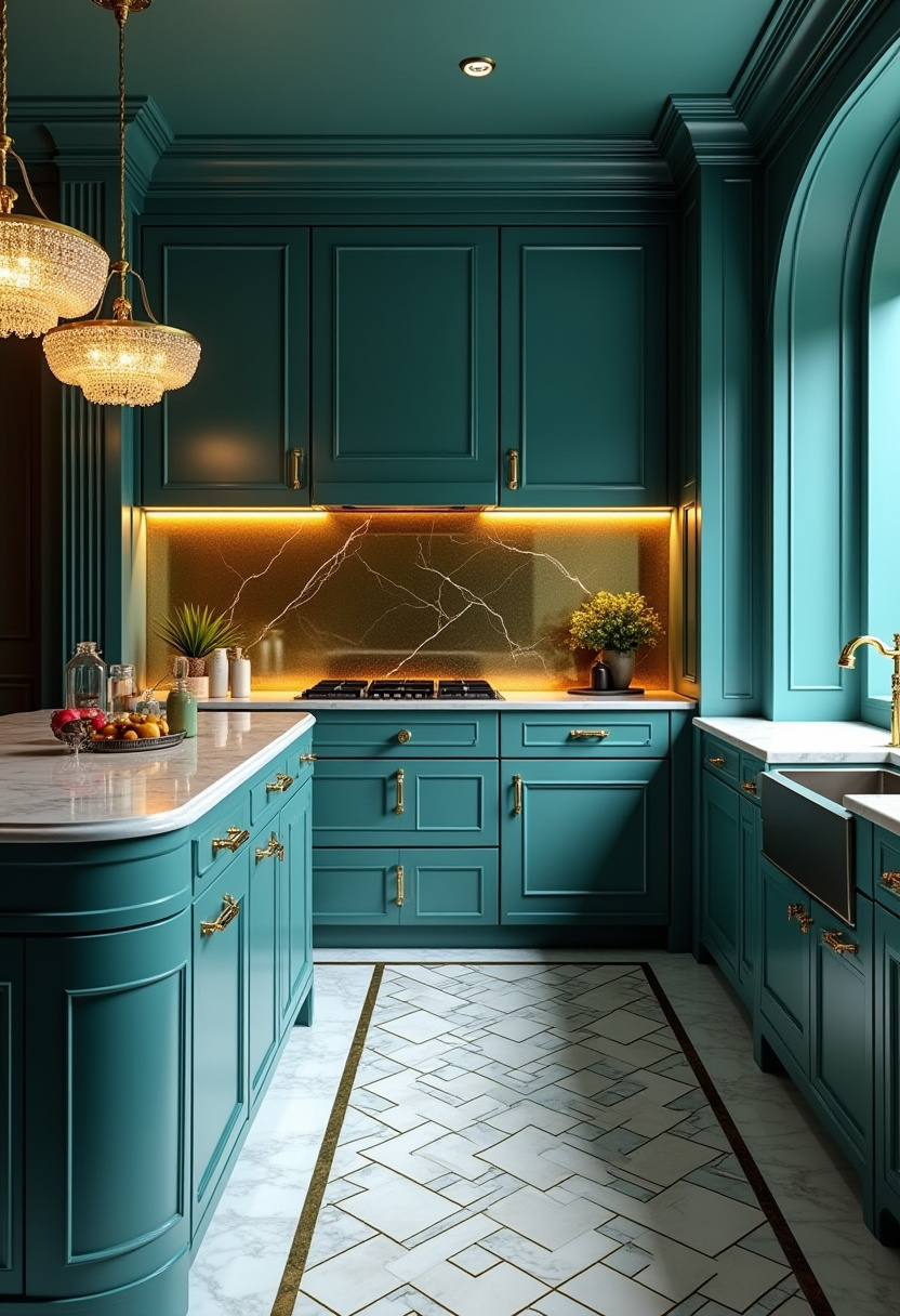 Teal blue kitchen 17
