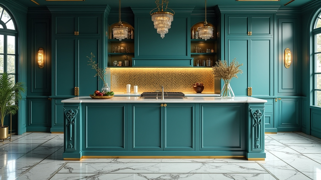 Teal blue kitchen 17