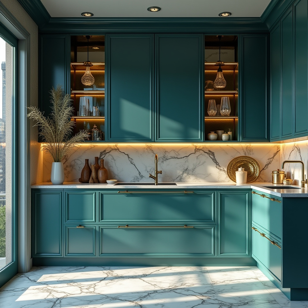 Teal blue kitchen 17