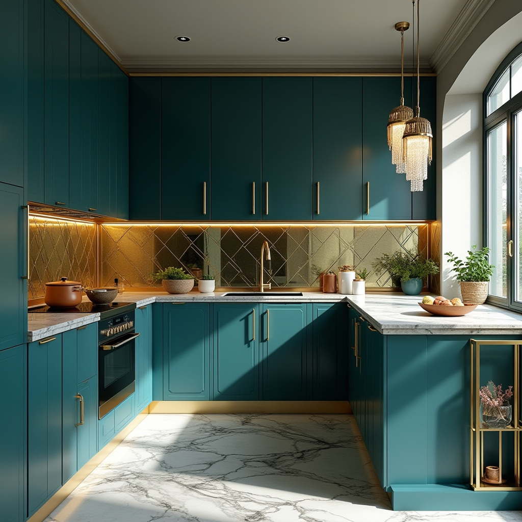 Teal blue kitchen 18