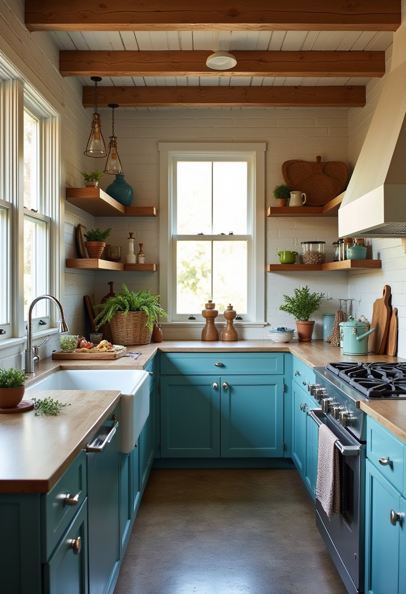 Teal blue kitchen 19