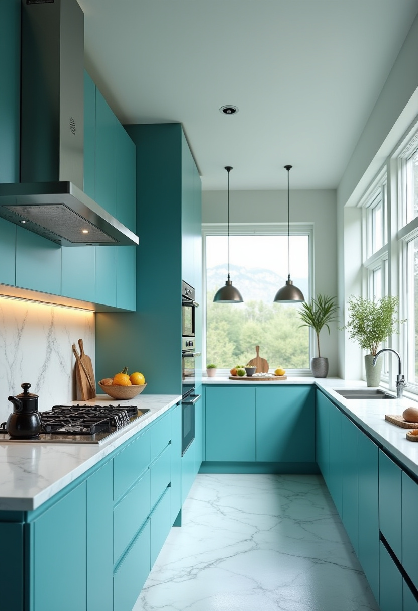Teal blue kitchen 2