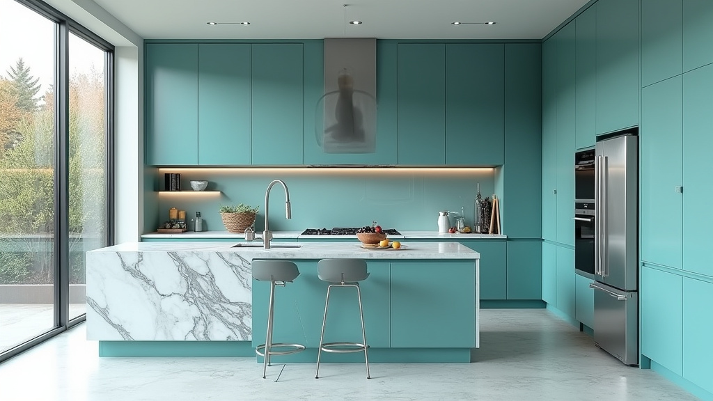 Teal blue kitchen 2
