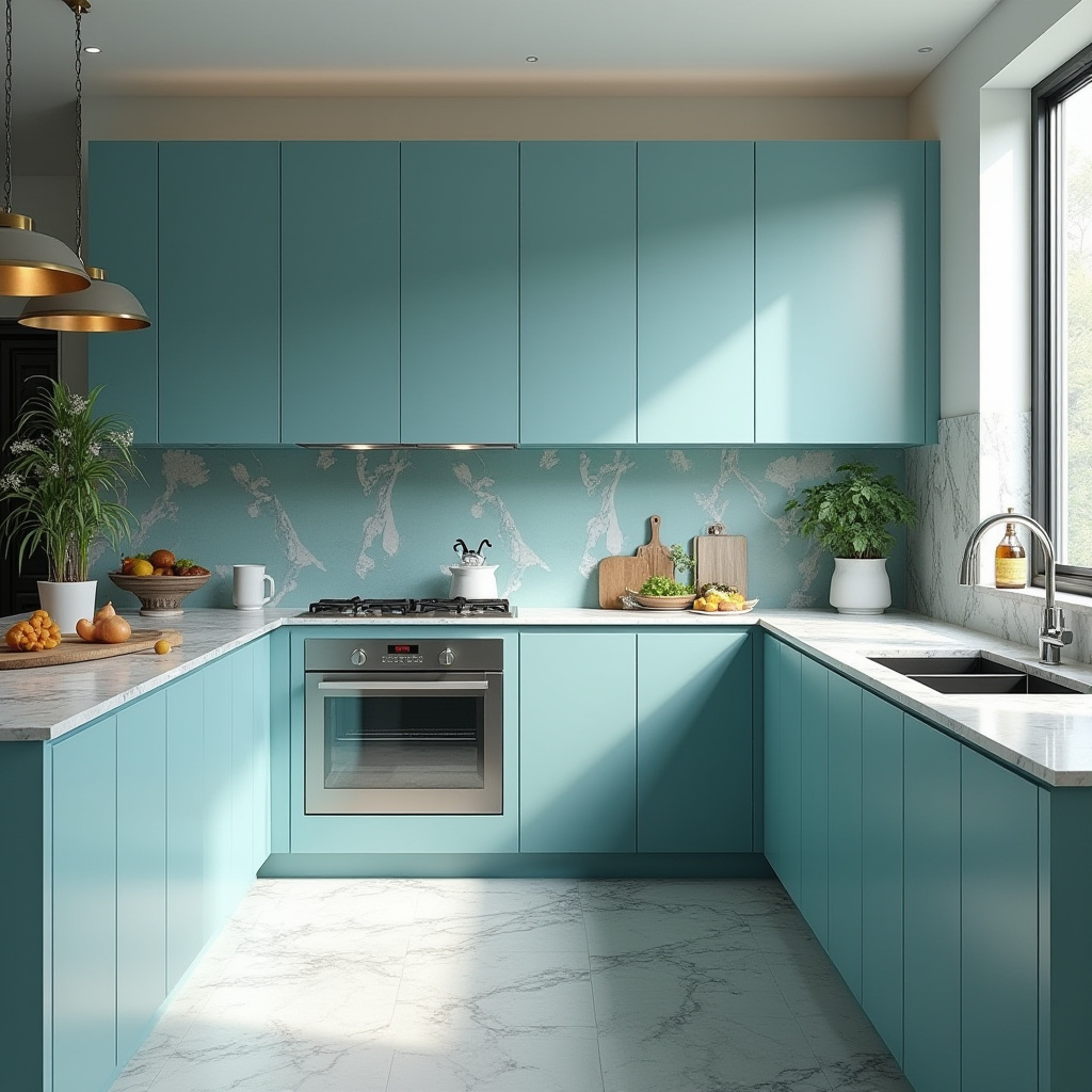 Teal blue kitchen 2