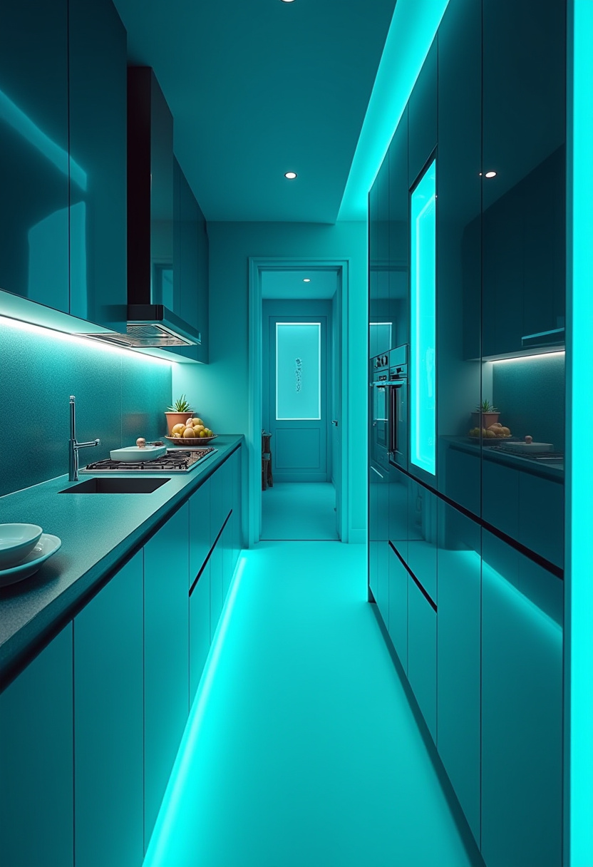 Teal blue kitchen 26