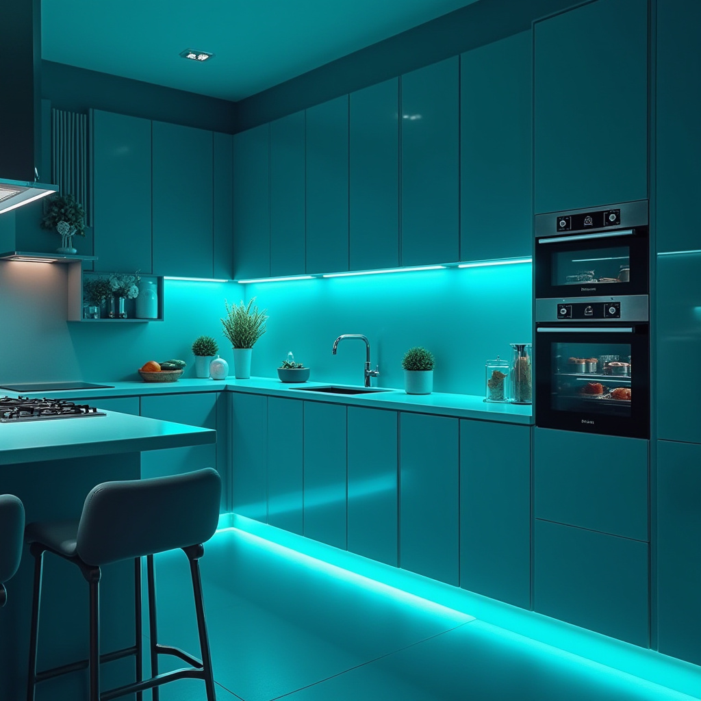 Teal blue kitchen 26