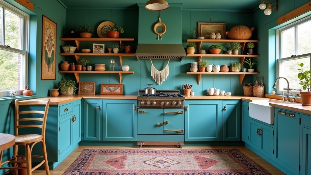 Teal blue kitchen 28