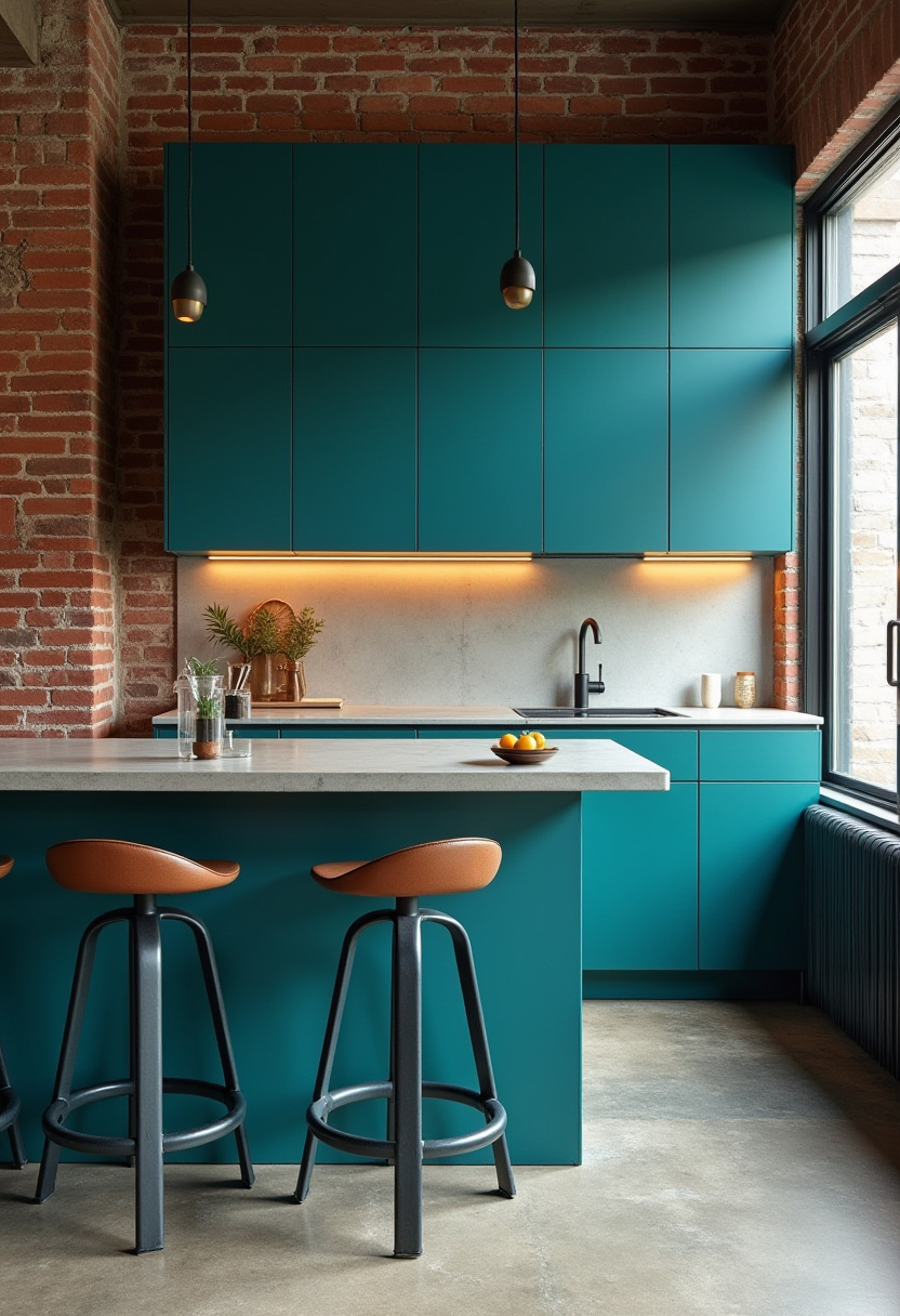 Teal blue kitchen 29