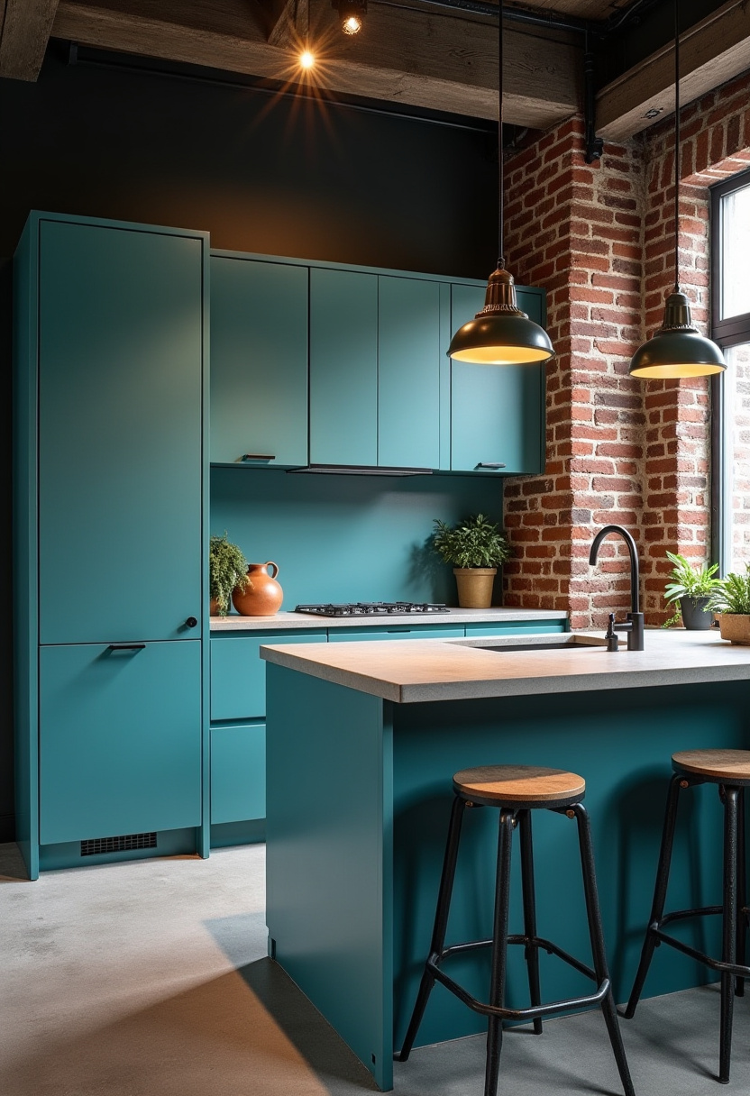 Teal blue kitchen 30