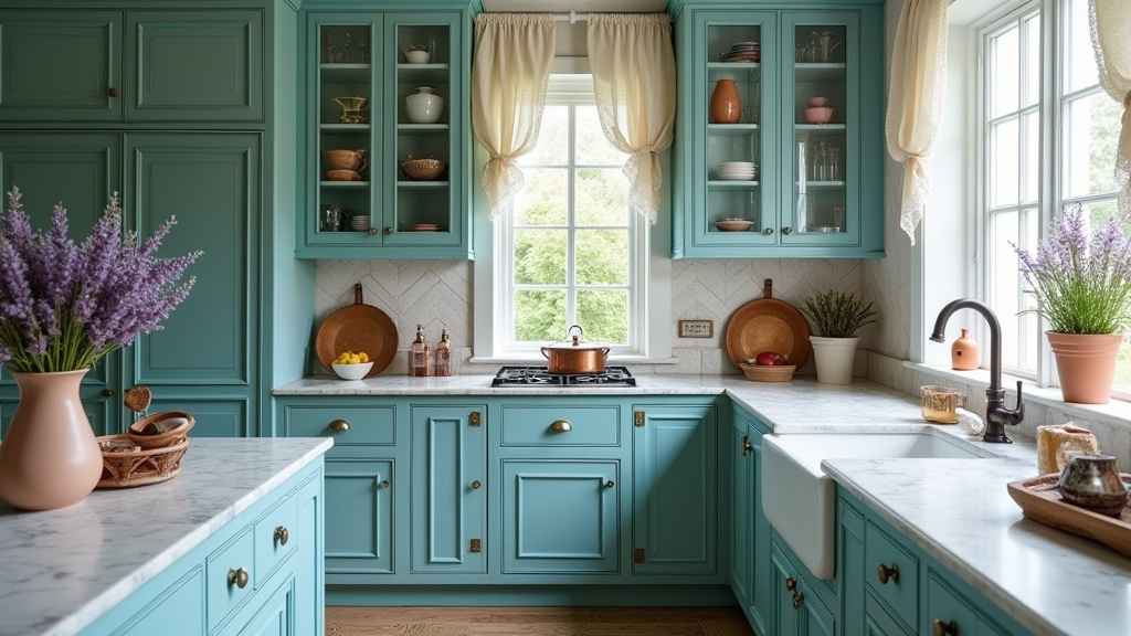 Teal blue kitchen 31