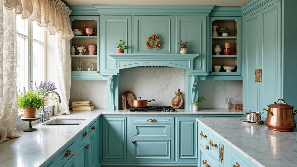 Teal blue kitchen 32