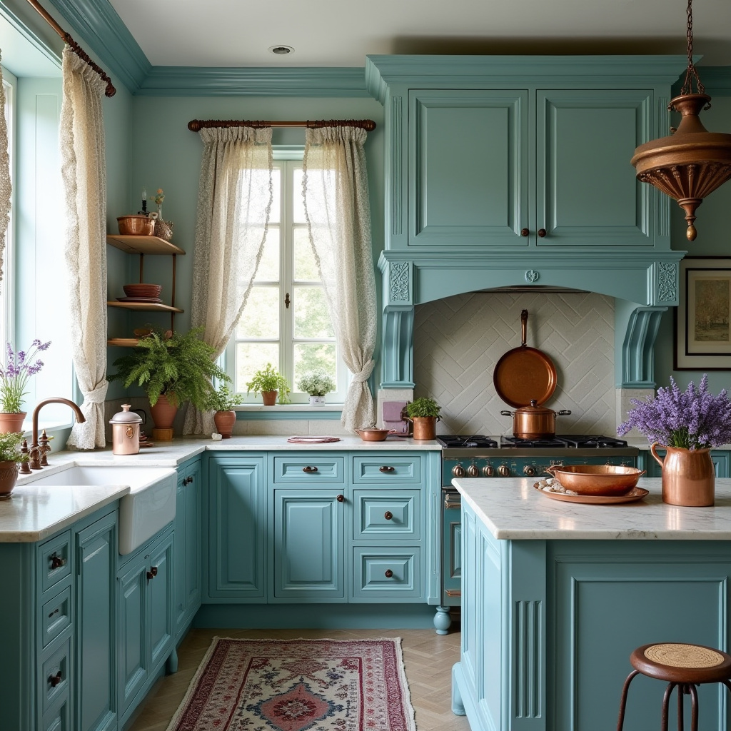 Teal blue kitchen 32