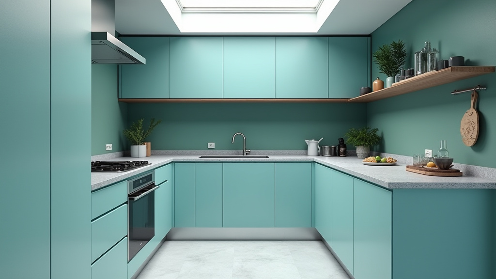Teal blue kitchen 33