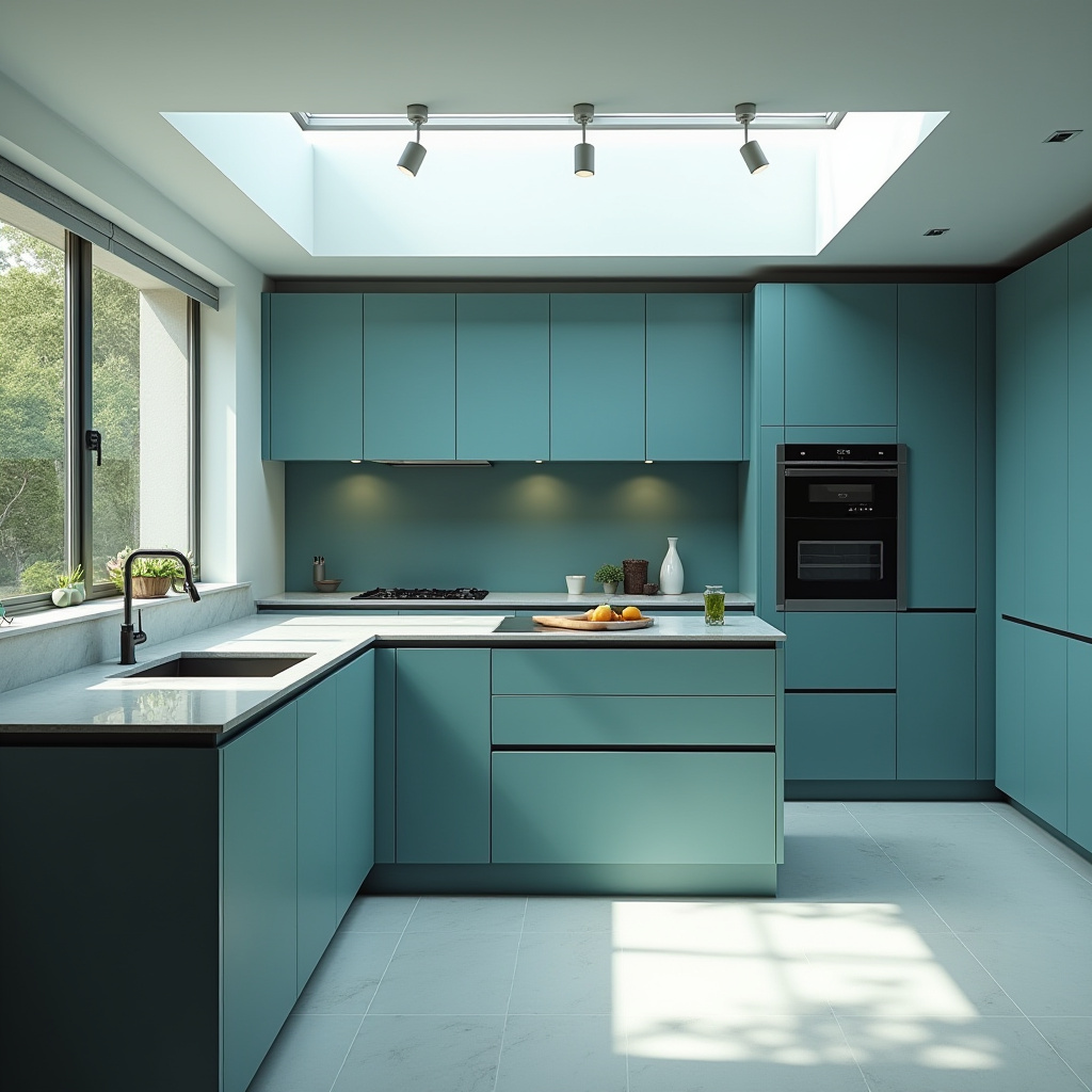 Teal blue kitchen 33