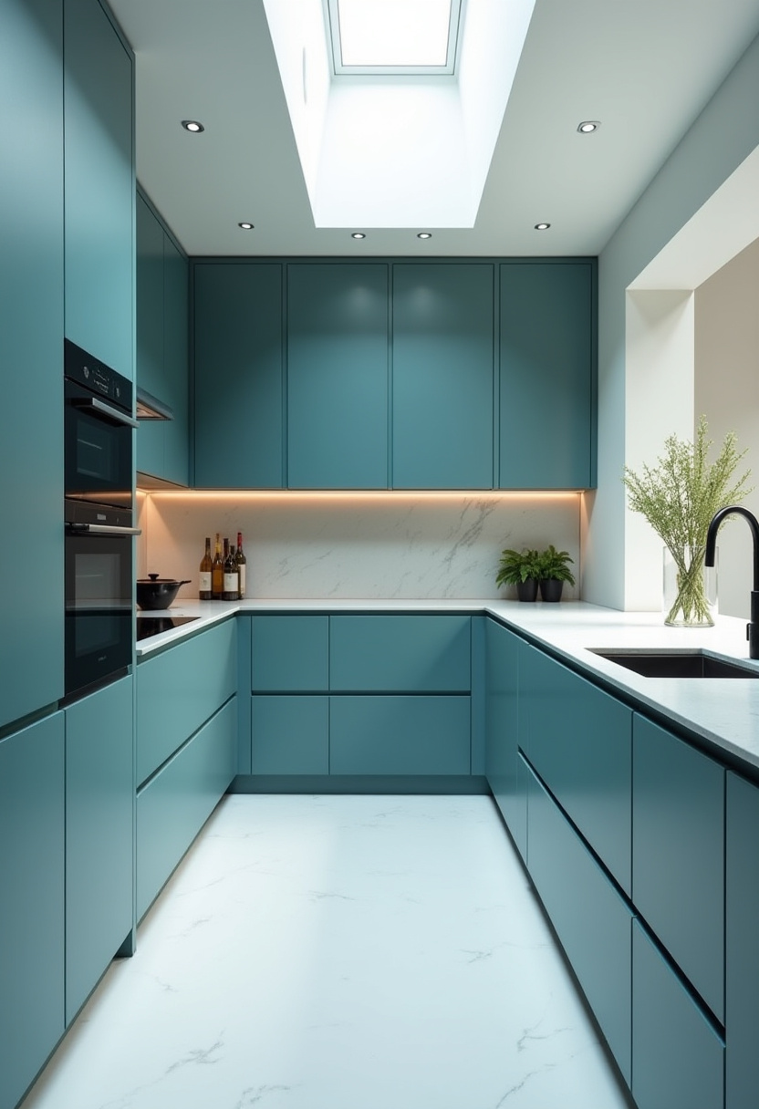 Teal blue kitchen 34
