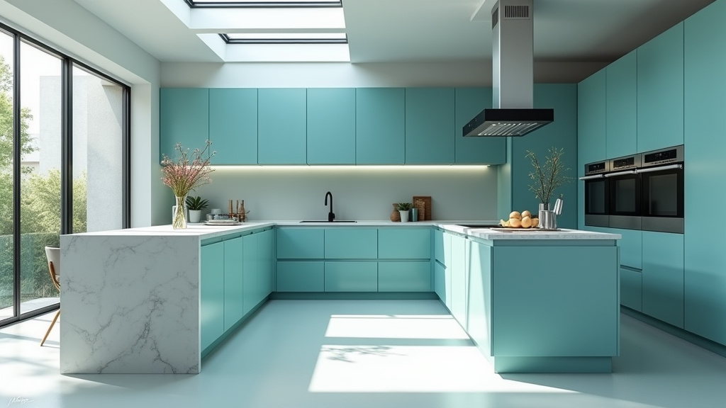 Teal blue kitchen 34