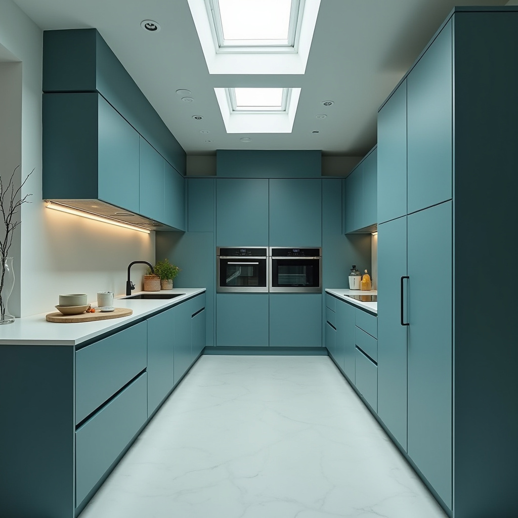 Teal blue kitchen 34