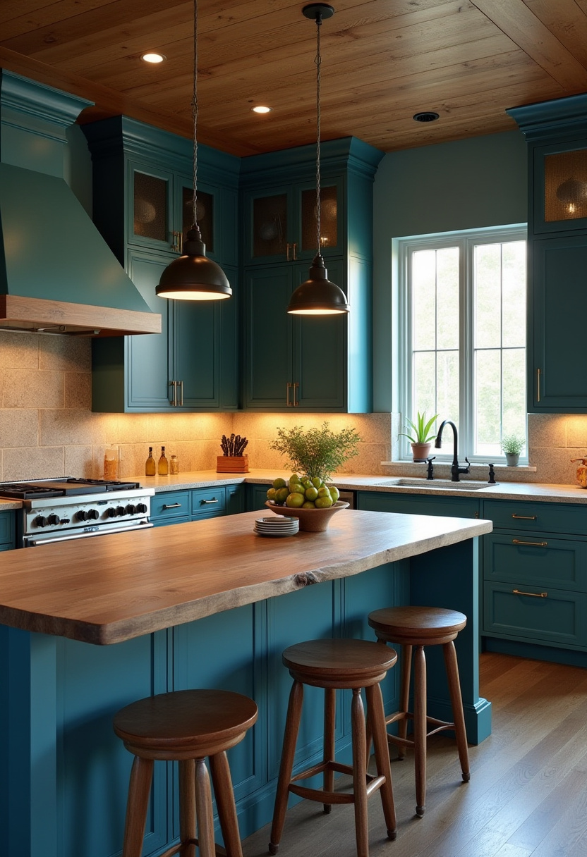 Teal blue kitchen 35