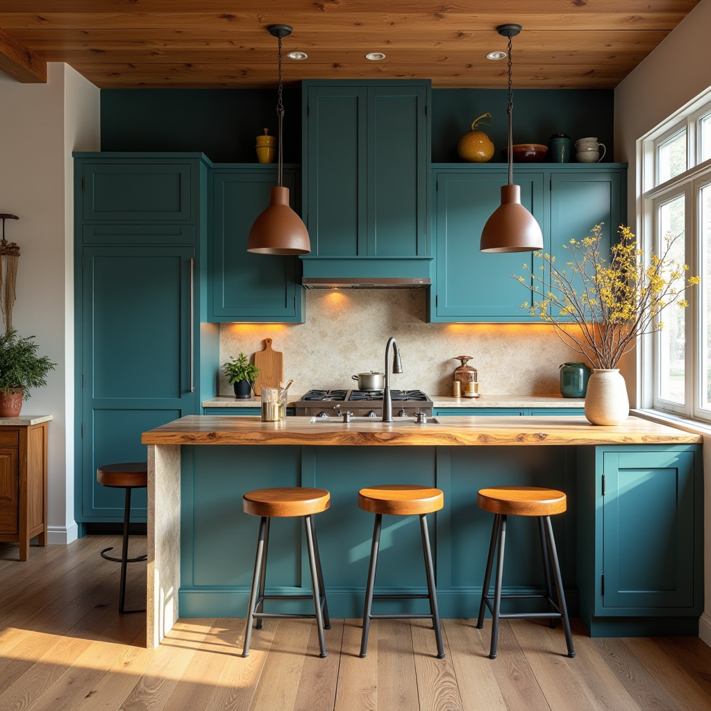 Teal blue kitchen 35