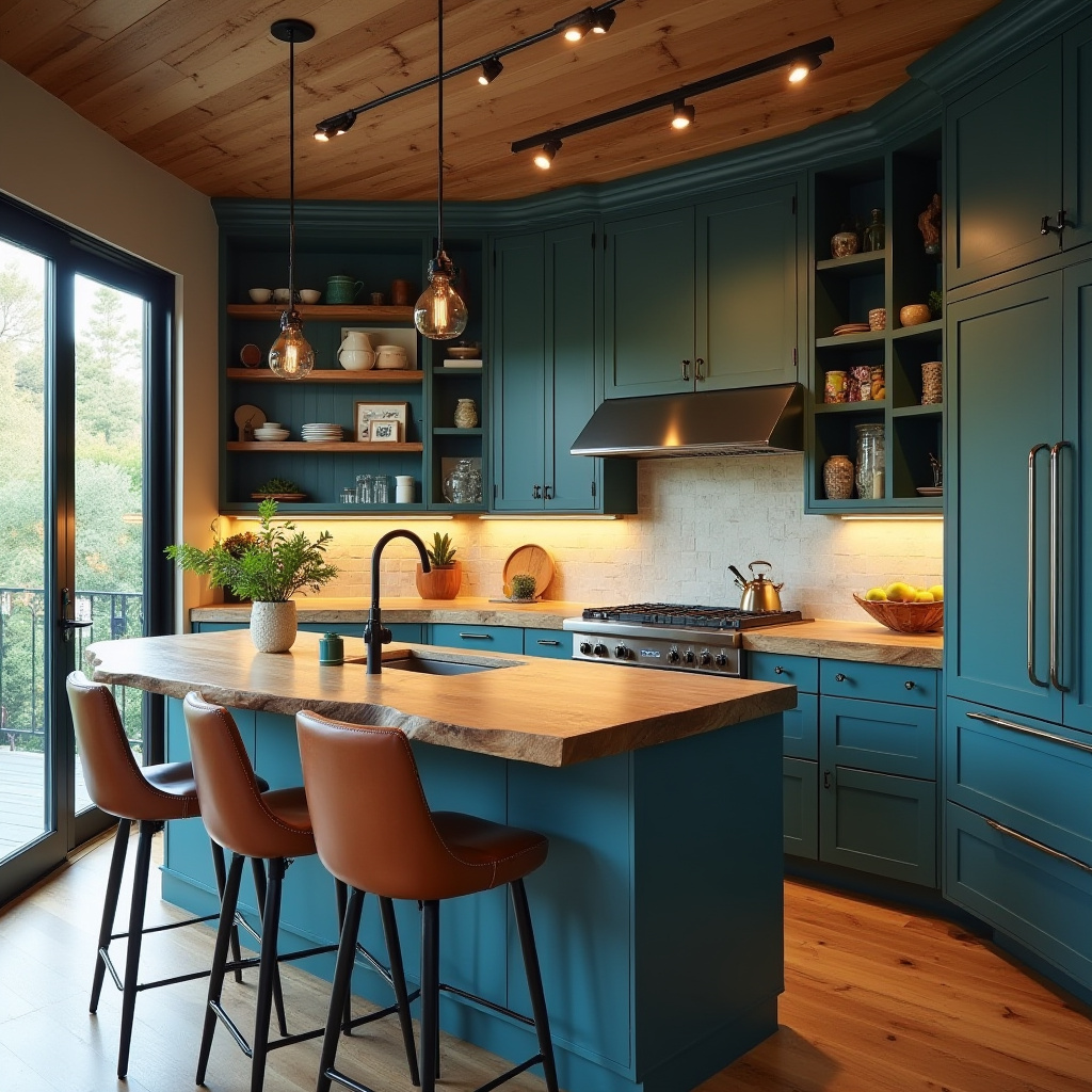 Teal blue kitchen 36