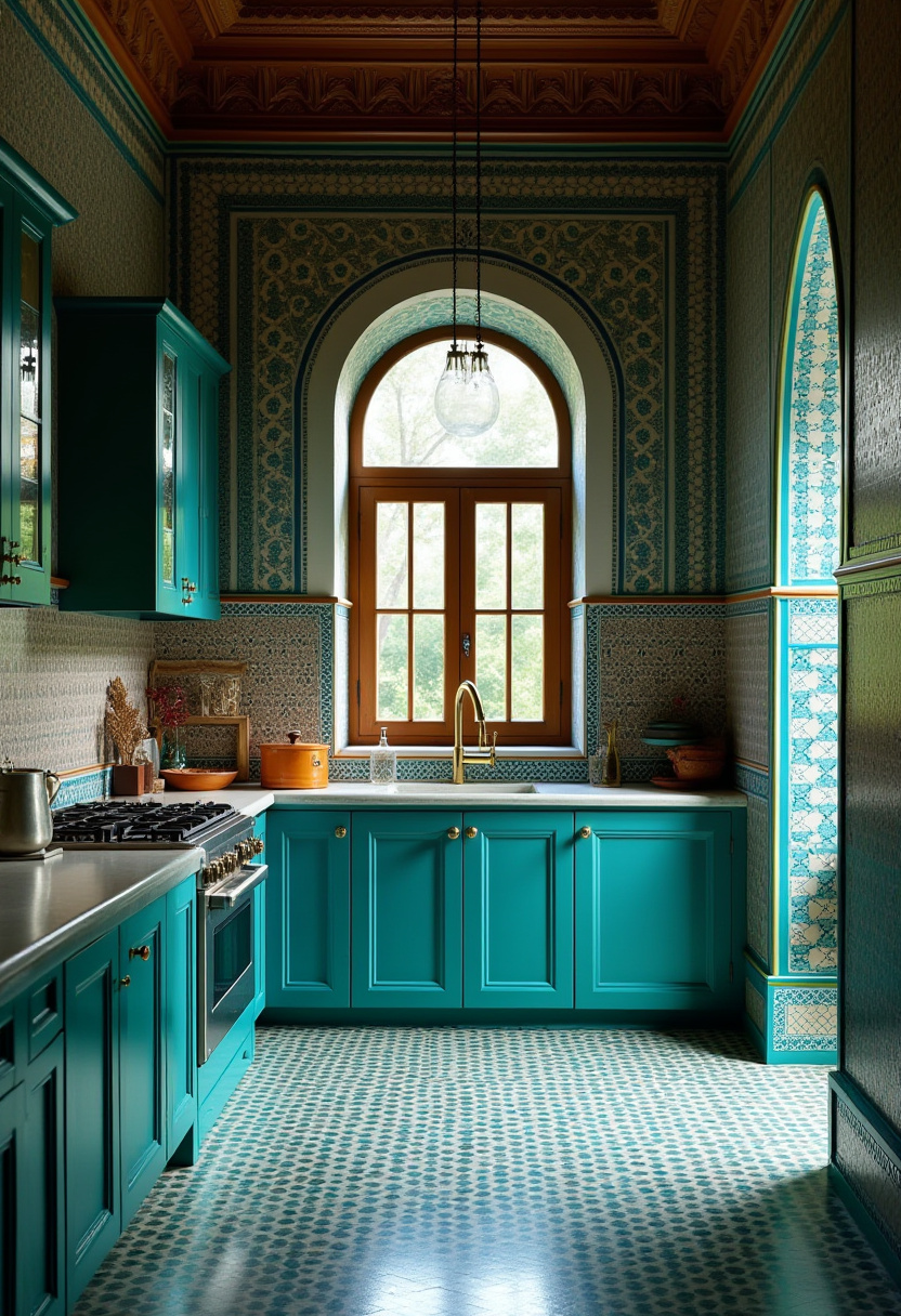 Teal blue kitchen 37