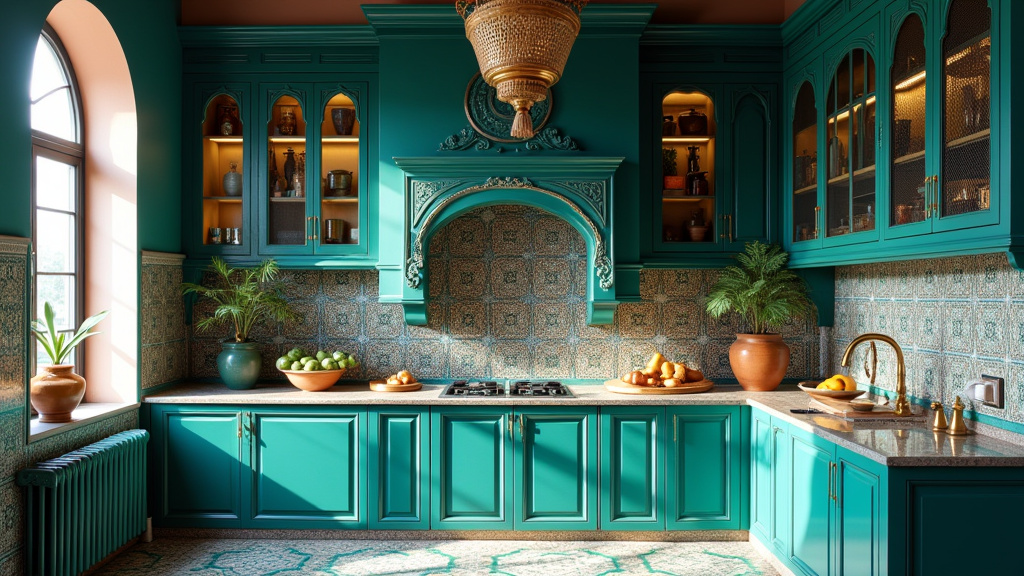 Teal blue kitchen 37