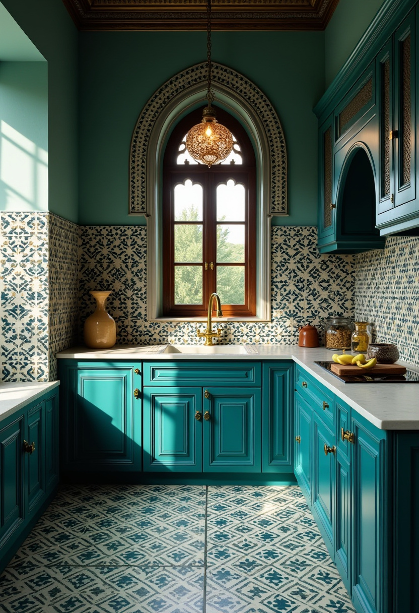 Teal blue kitchen 38