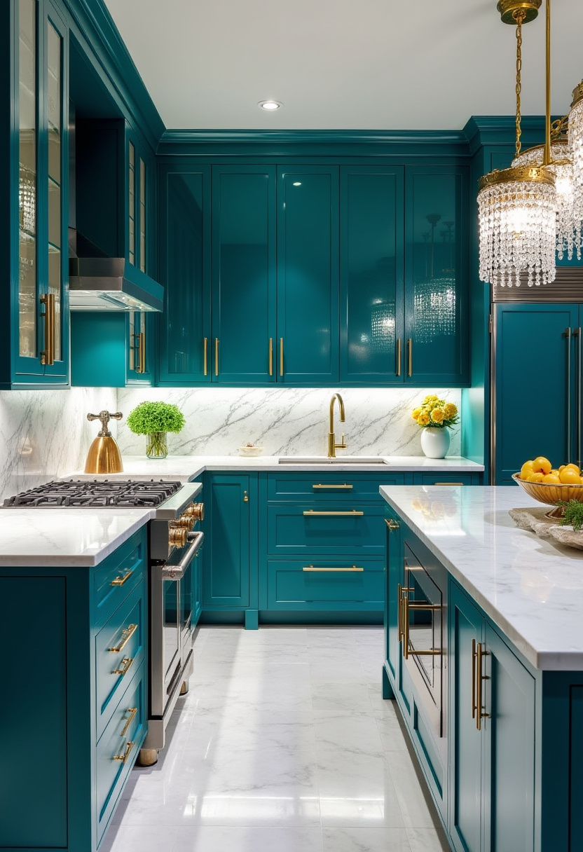 Teal blue kitchen 39