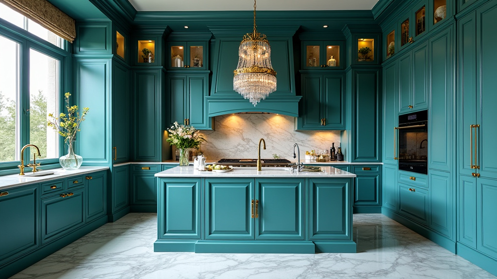 Teal blue kitchen 39