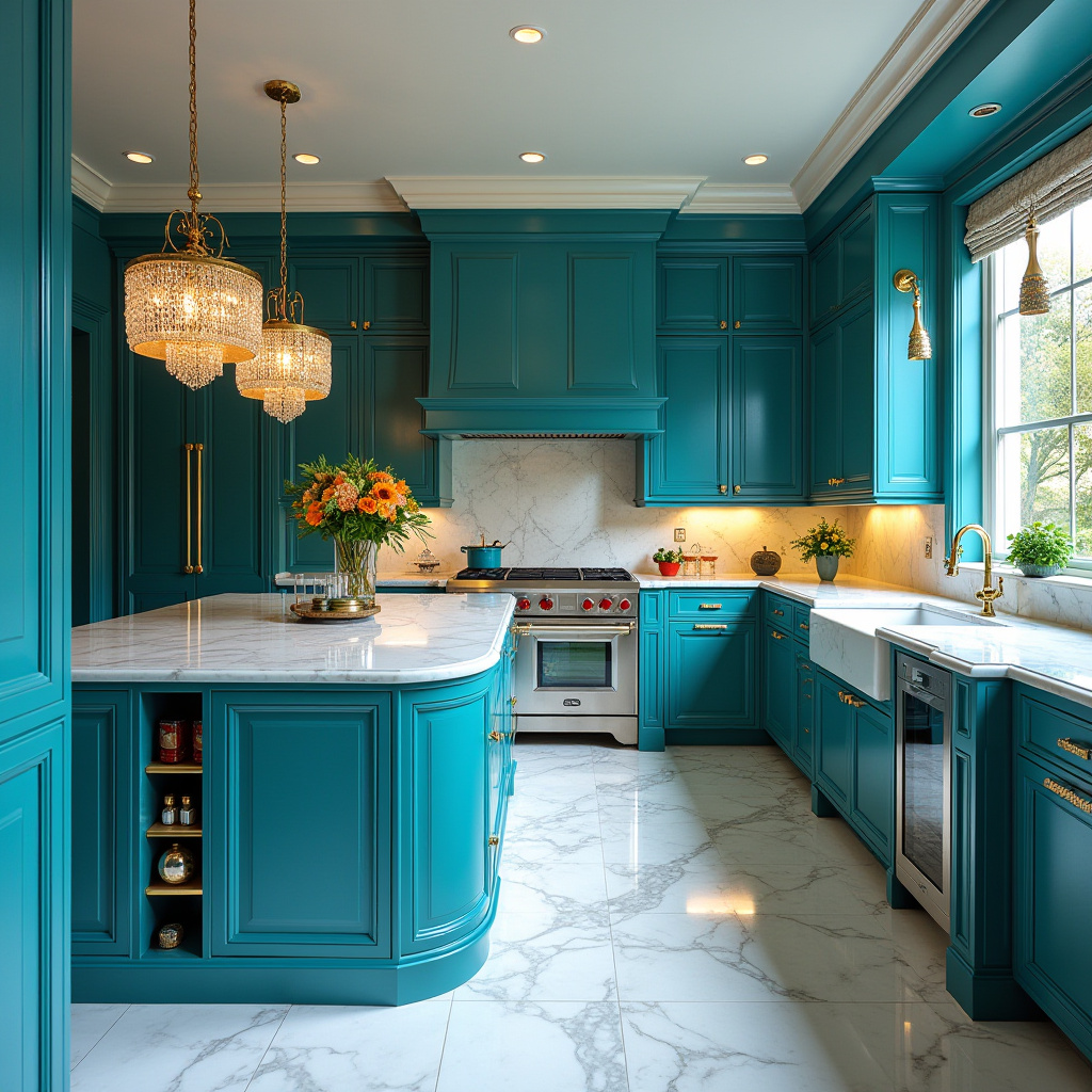 Teal blue kitchen 39