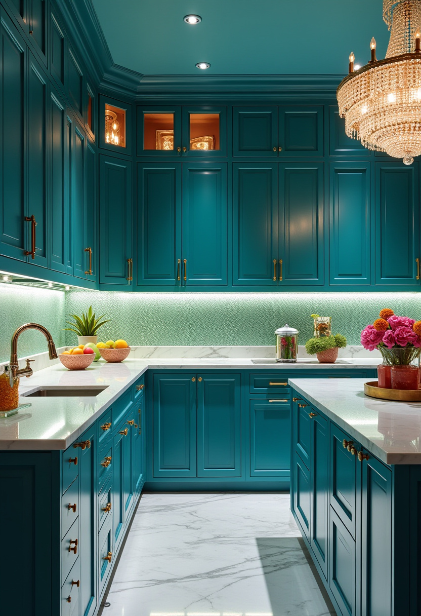 Teal blue kitchen 40