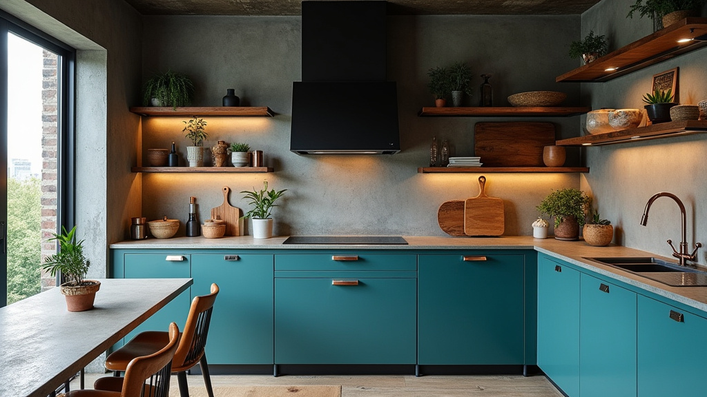 Teal blue kitchen 6