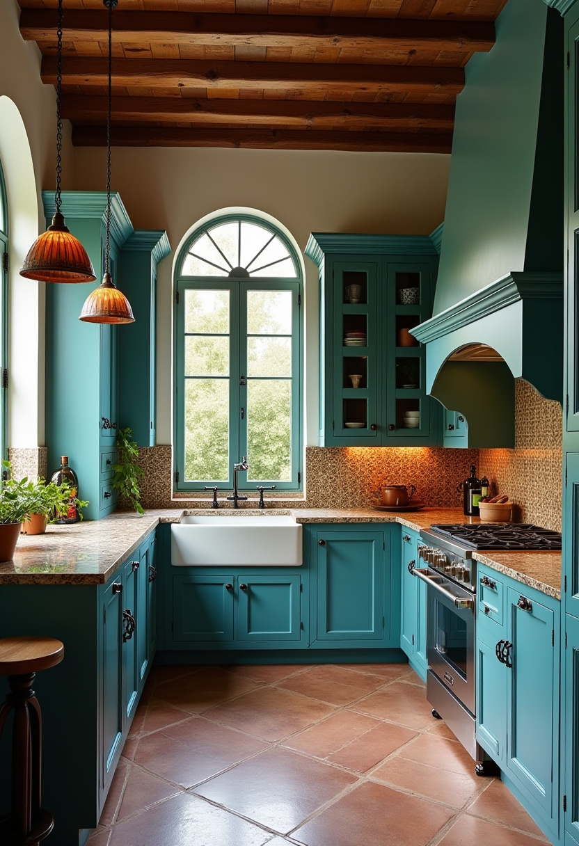 Teal blue kitchen 7