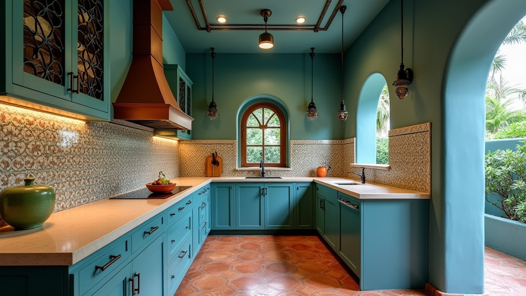 Teal blue kitchen 7