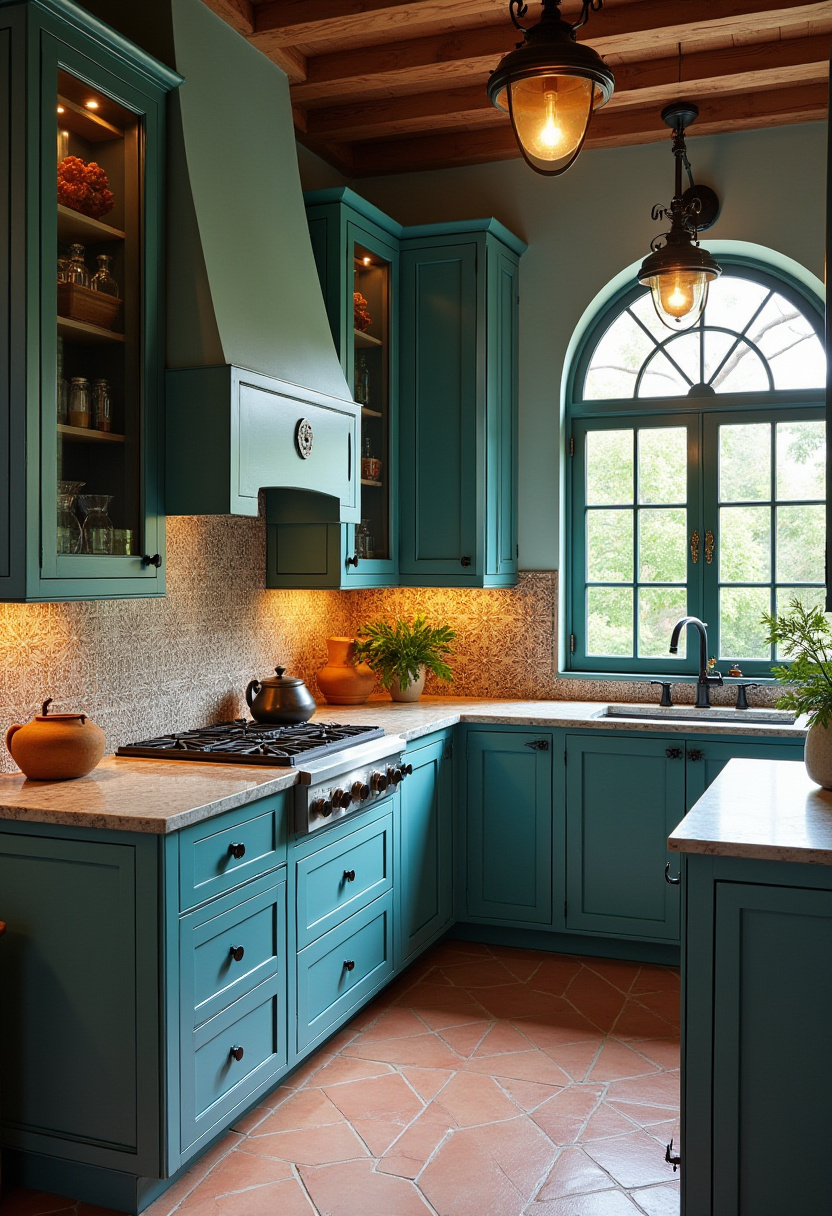 Teal blue kitchen 8