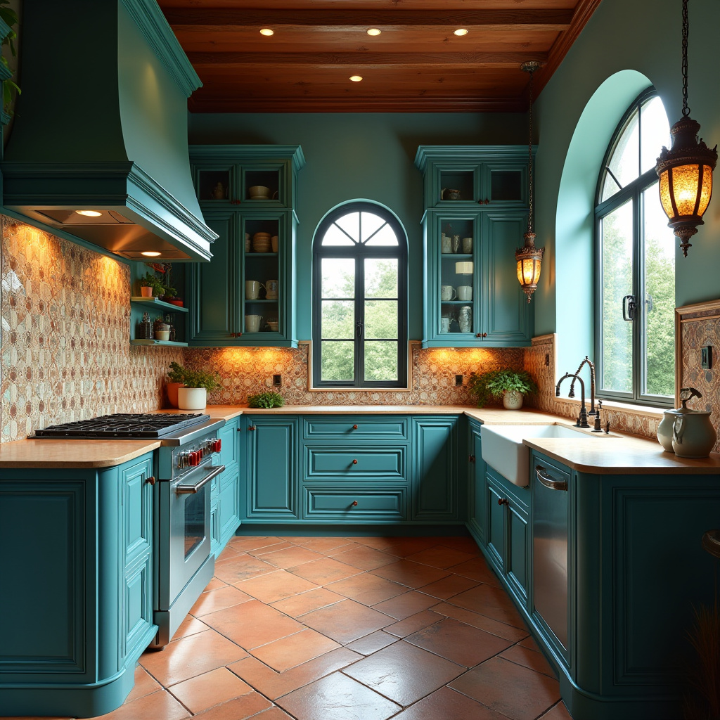 Teal blue kitchen 8
