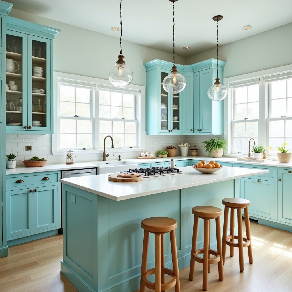Teal blue kitchen 9