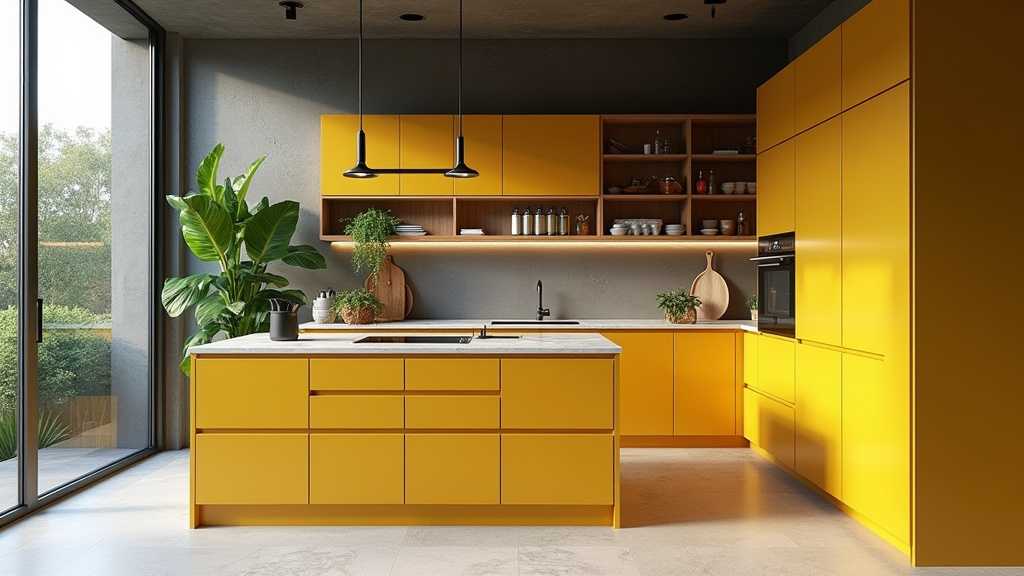 yellow kitchen cabinet 1-2