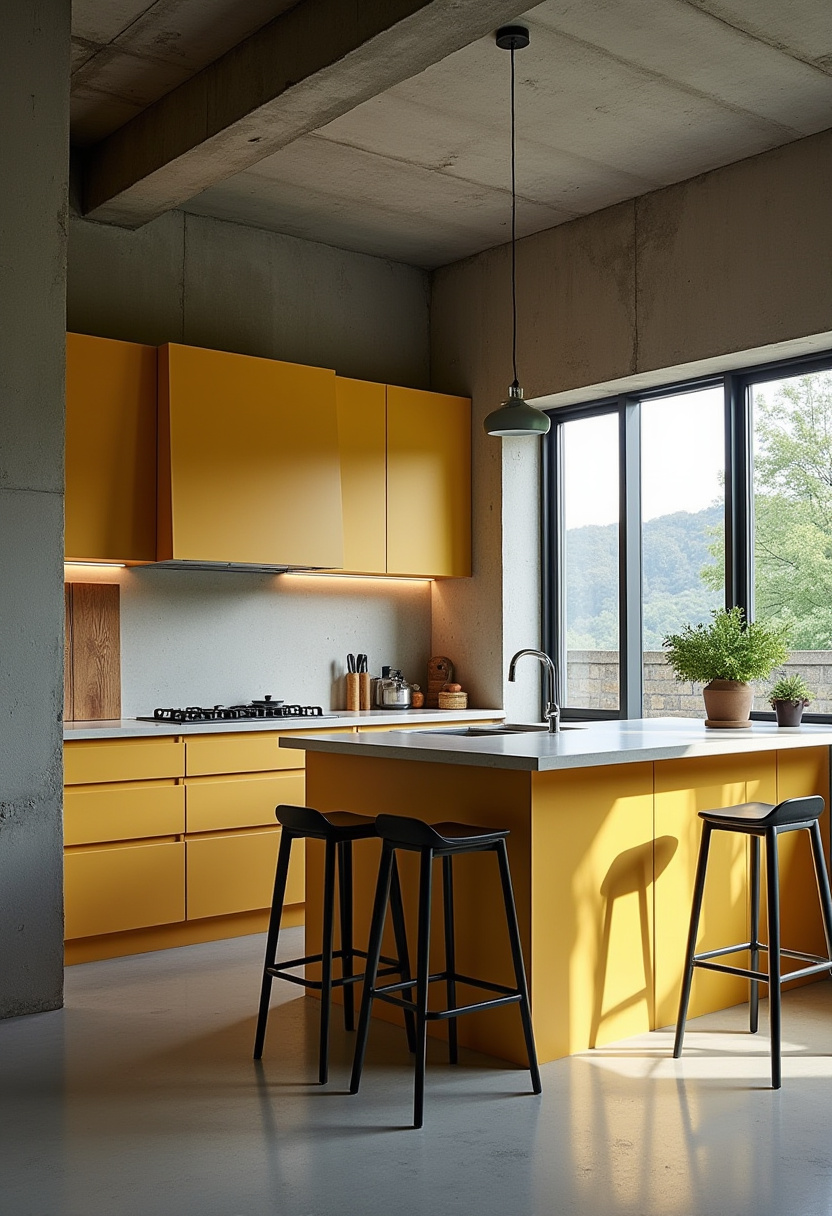 yellow kitchen cabinet 17-1